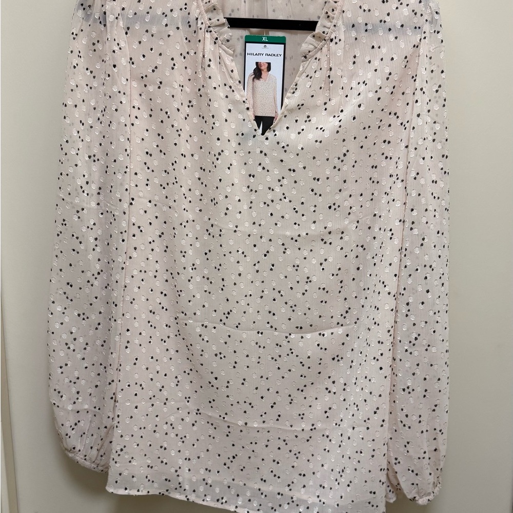 NWT Hilary Radley Cream Top with Black Dots